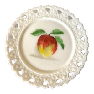 Vintage Kemple White Milk Glass Plate 1960's Open Lace‎ Rim